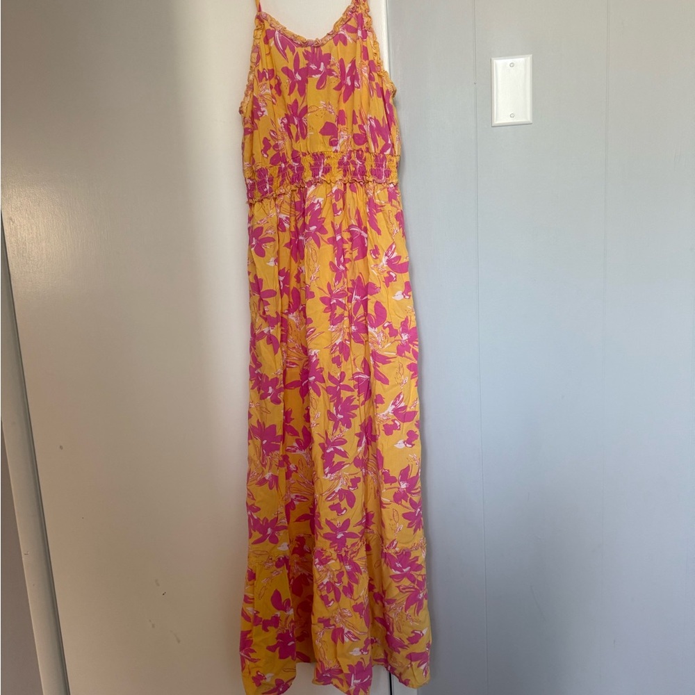 Jessica Simpson Floral Yellow and Pink Maxi Dress
